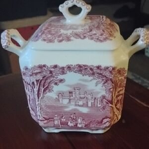 Mason Red and White Ceramic Sugar Bowl